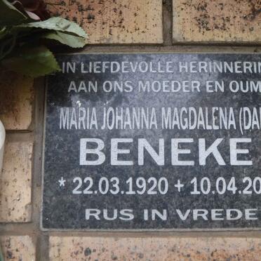 BENEKE Maria Johanna Magdalena 1920-2009