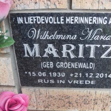 MARITZ Wilhelmina Maria nee GROENEWALD 1930-2014