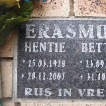ERASMUS Hentie 1928-2007 &amp; Bettie 1926-2008