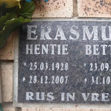 ERASMUS Hentie 1928-2007 &amp; Bettie 1926-2008