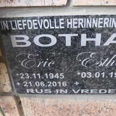 BOTHA Eric 1945-2016 &amp; Esther 1948-