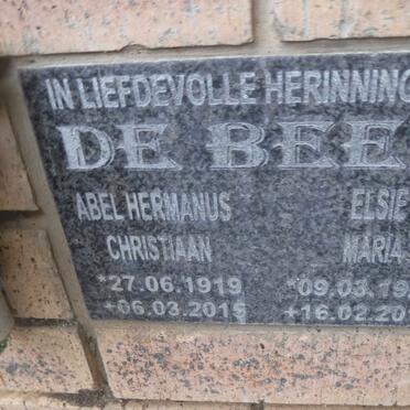 BEER Abel Hermanus Christiaan, de 1919-2015 &amp; Elsie Maria 1926-2017