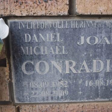 CONRADIE Daniel Michael 1952-2009 &amp; Joan 1955-