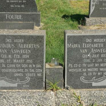 ASWEGEN Gerhardus Albertus, van 1894-1955 &amp; Maria Elizabeth Dorothea 1893-1983