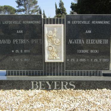 BEYERS David Petrus 1896-1982 &amp; Agatha Elizabeth BECK 1905-1989