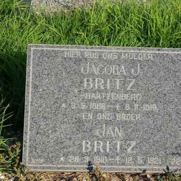 BRITZ Jacoba J. nee HARTZENBERG 1886-1919 :: BRITZ Jan 1910-1921