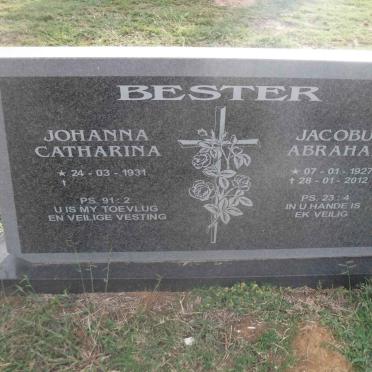 BESTER Jacobus Abraham 1927-2012 &amp; Johanna Catharina 1931-