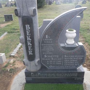 BEKKER Sonette nee BARNARD 1949-2009
