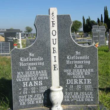 FOURIE Hans 1920-1997 &amp; Dirkie 1921-2012