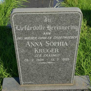 KRUGER Anna Sophia nee ERASMUS 1904-1989