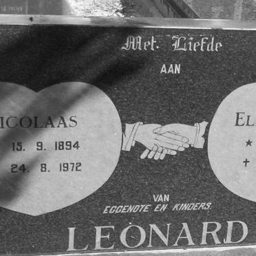 LEONARD Nicolaas 1894-1972 &amp; Elizabeth M. 1895-1984