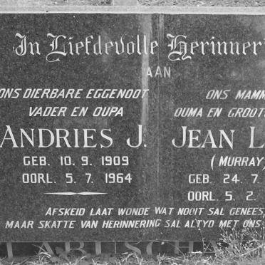 LABUSCHAGNE Andries J. 1909-1964 &amp; Jean Lang MURRAY 1921-1992
