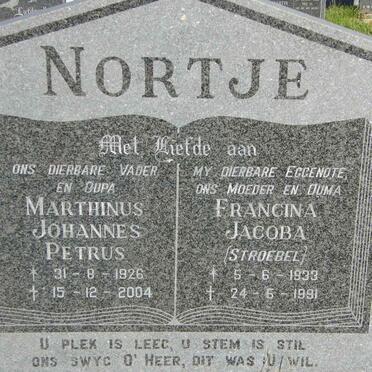 NORTJE Marthinus Johannes Petrus 1926-2004 &amp; Francina Jacoba STROEBEL 1933-1991