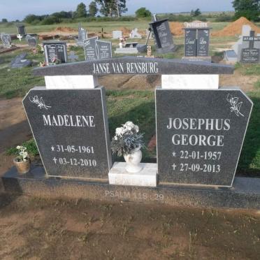 RENSBURG Josephus George, Janse van 1957-2013 &amp; Madelene 1961-2010