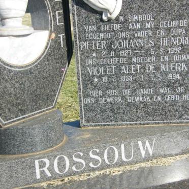 ROSSOUW Pieter Johannes Hendrik 1927-1992 &amp; Violet Alet DE KLERK 1933-1994