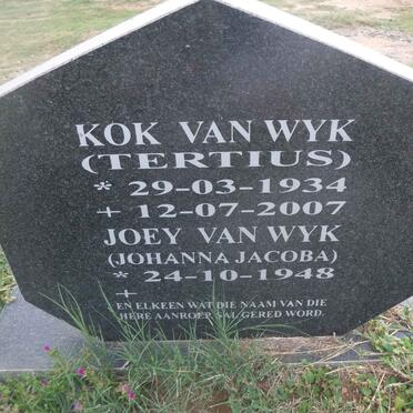WYK Tertius, van 1934-2007 &amp; Johanna Jacoba 1948-