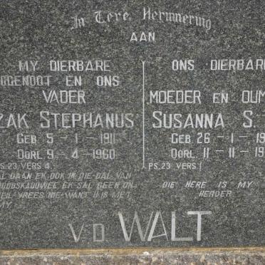 WALT Izak Stephanus, v.d. 1911-1960 &amp; Susanna S.C. 1912-1994