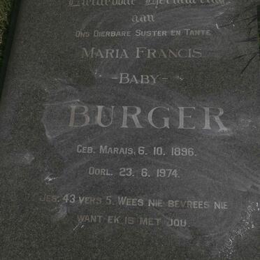 BURGER Maria Francis nee MARAIS 1896-1974