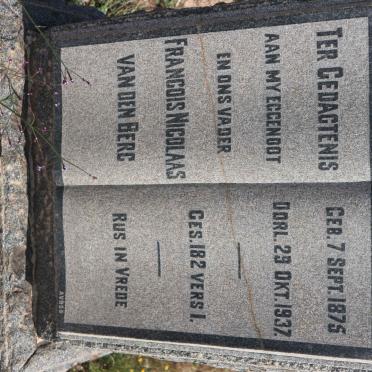 BERG Francois Nicolaas, van den 1875-1937