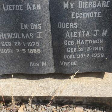 COETZEE Herculaas J. 1879-1956 &amp; Aletta J.M. HATTINGH 1881-1953