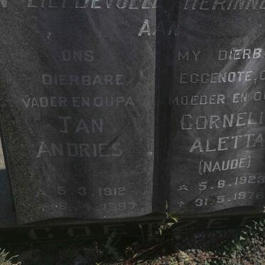 COETZEE Jan Andries  1912-1997 &amp; Cornelia Aletta NAUDE 1923-1978