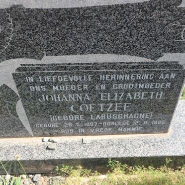 COETZEE Johanna Elizabeth nee LABUSCHAGNE 1897-1986
