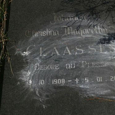 CLAASSEN Johanna Christina Magaretha nee DU PLESSIS 1908-2002