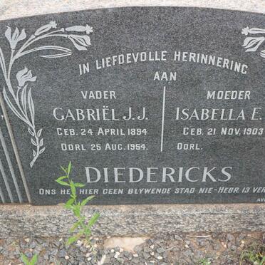 DIEDERICKS Gabriël J.J. 1894-1954 &amp; Isabella E.M. 1903-