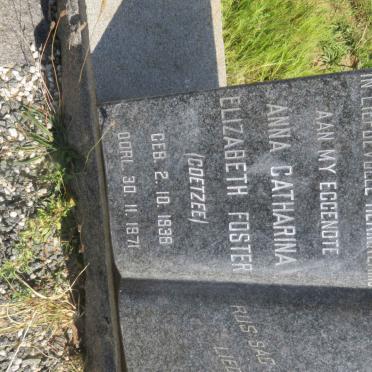 FOSTER Anna Catharina Elizabeth nee COETZEE 1938-1971