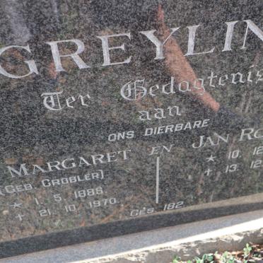 GREYLING Jan Roberts 1889-1918 &amp; Jane Margaret GROBLER 1886-1970