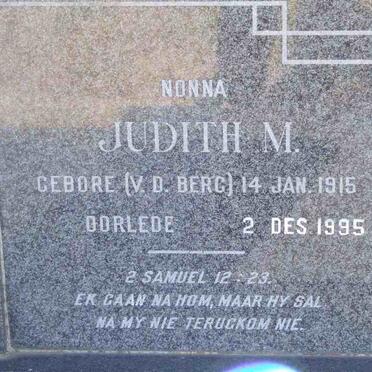 HEERDEN Judith M., nee V.D. BERG 1915-1995