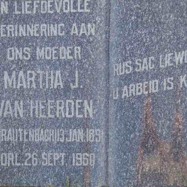 HEERDEN Martha J., van nee RAUTENBACH 1891-1960