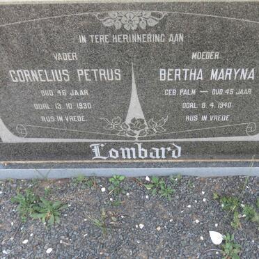 LOMBARD Cornelius Petrus -1930 &amp; Bertha Maryna PALM -1940