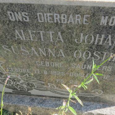 OOSTHUIZEN Stephanus Hendrik 1909-1965 &amp; Aletta Johanna Susanna SAUNDERS 1925-1982