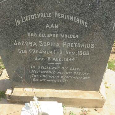 PRETORIUS Jacoba Sophia nee SPAMER 1866-1944
