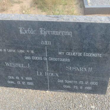 ROUX Wessel J., le 1888-1981 &amp; Susara H. SCHUTTE 1900-1966