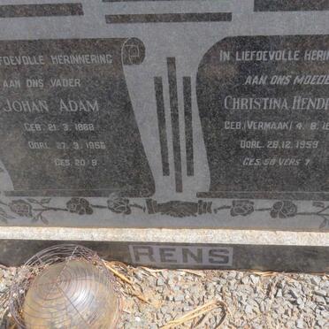 RENS Johan Adam 1888-1956 &amp; Christina Hendrina VERMAAK 1894-1959