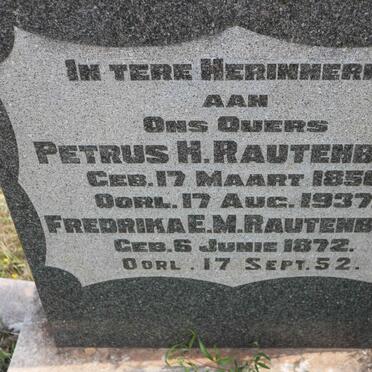 RAUTENBACH Petrus H. 1856-1937 &amp; Fredrika E.M. 1872-1952