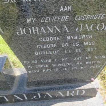 TALJAARD Johanna Jacoba nee MYBURGH 1903-1987