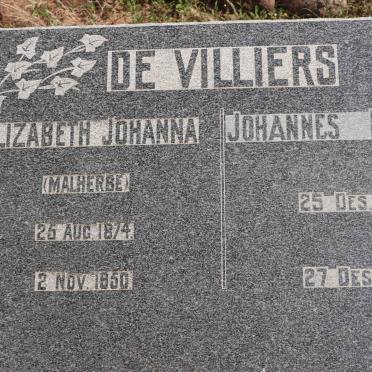 VILLIERS Johannes Benjamin, de 1877-1970 &amp; Elizabeth Johanna MALHERBE 1874-1950