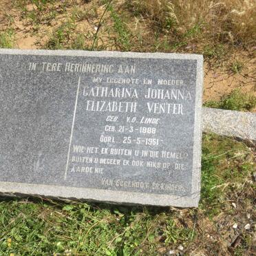 VENTER Catharina Johanna Elizabeth nee V.D. LINDE 1888-1951
