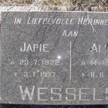 WESSELS Japie 1922-1977 &amp; Alida 1920-1984