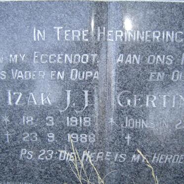 WESSELS Izak J.J. 1918-1988 &amp; Gertina C. JOHNSON 1918-
