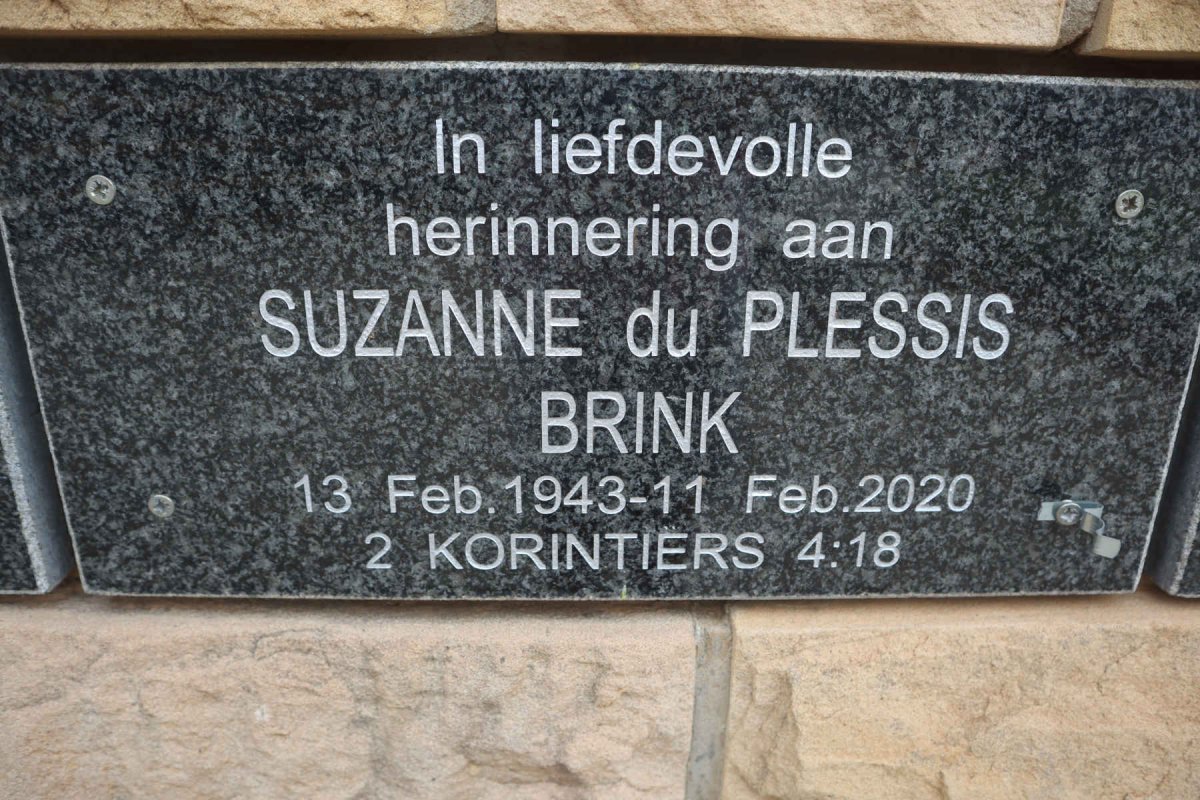 BRINK Suzanne du Plessis 1943-2020