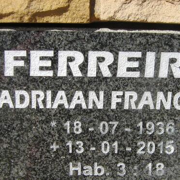 FERREIRA Adriaan Francois 1936-2015