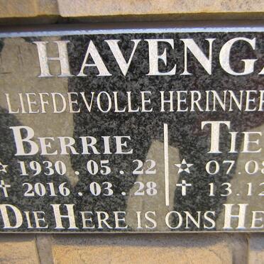 HAVENGA Berrie 1930-2016 &amp; Tienie 1933-2004