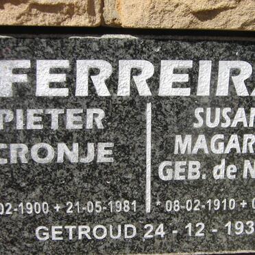 FERREIRA Pieter Cronje 1900-1981 &amp; Susanna Magaretha DE NECKER 1910-1995