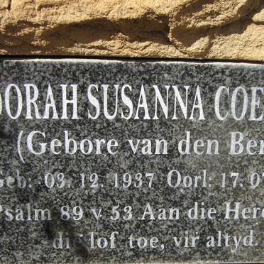COETZEE Dorah Susanna nee VAN DEN BERG 1937-2016