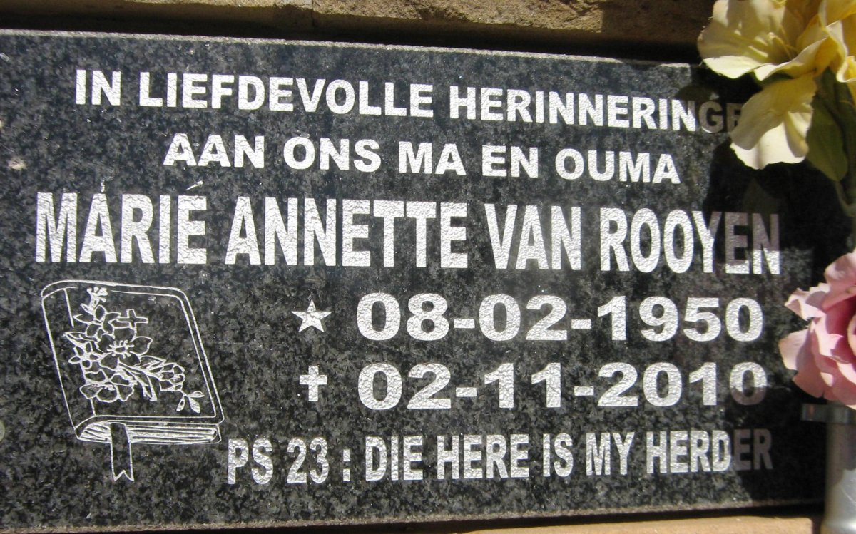 ROOYEN Marie Annette, van 1950-2010