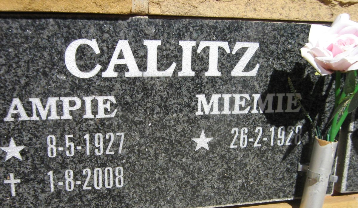 CALITZ Ampie 1927-2008 &amp; Miemie 1928-